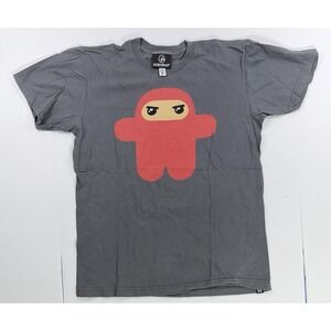 Kidrobot Red Ninja Shownimals Graphic T-Shirt Mens Medium Gray Designer Toy Tee